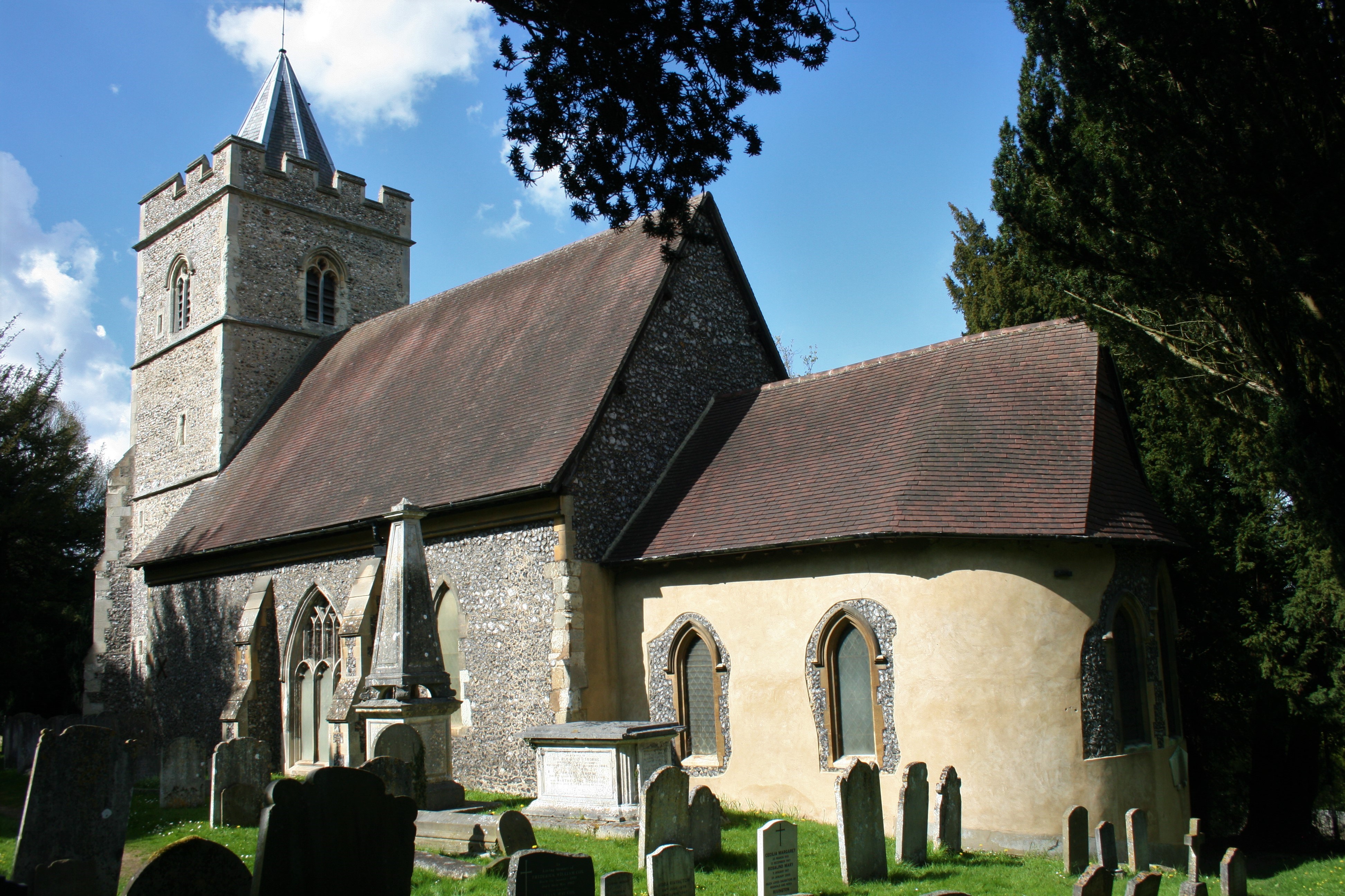 The church at Great Amwell with its Norman apse