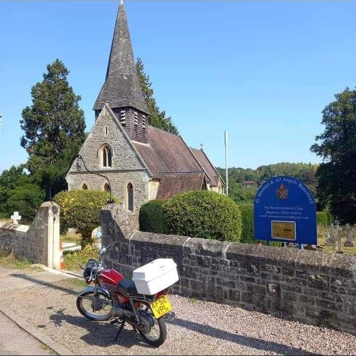 church with motorbike